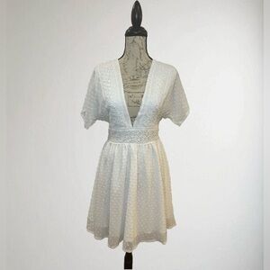SHEIN White Swiss Dot Backless Dress